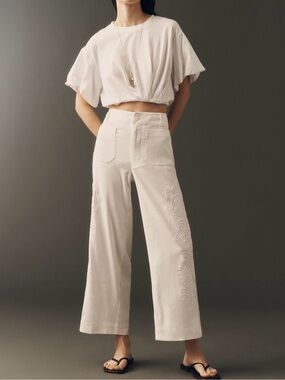 Colette European Linen Stretch High-Rise Wide-Leg Pants